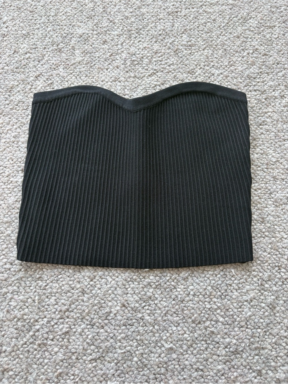 Black Ribbed Strapless Top